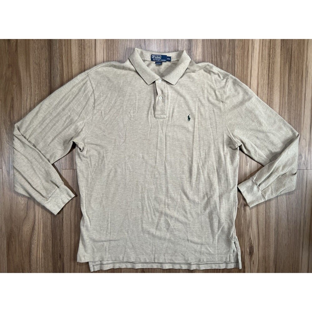 Ralph Lauren Polo Long Sleeve Shirt 2 Button 100% Cotton Mens XXL Brown